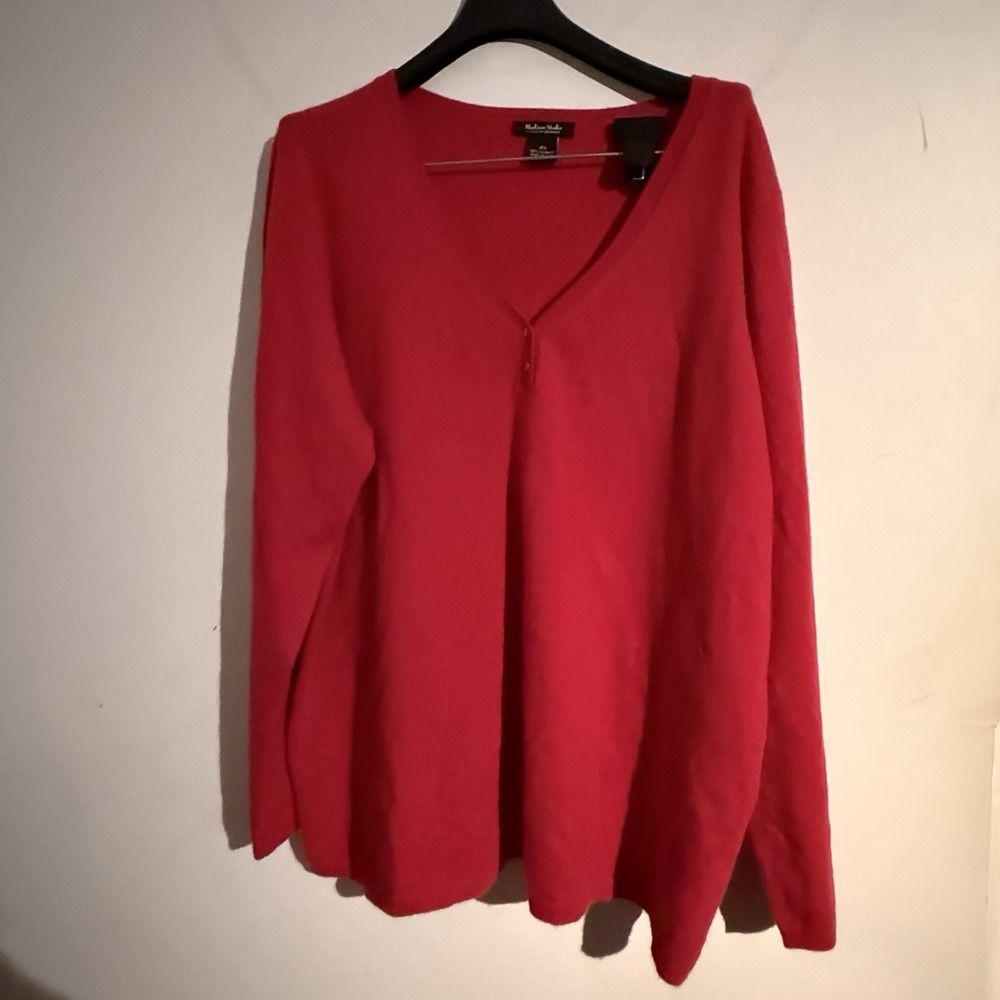 Madison Studio 100% Cashmere Cozy Cardigan Button Up Sweater 2X Old Money